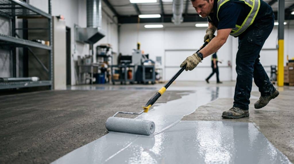 Påføring af epoxybelægning med rulle